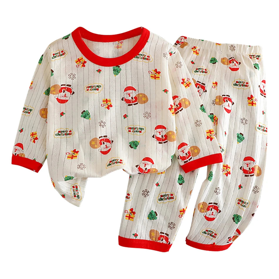 Conjunto de Pijama de Algodón para Niños – Pijama de Manga Larga y Pantalones para Verano en Casa y Habitaciones con Aire Acondicionado