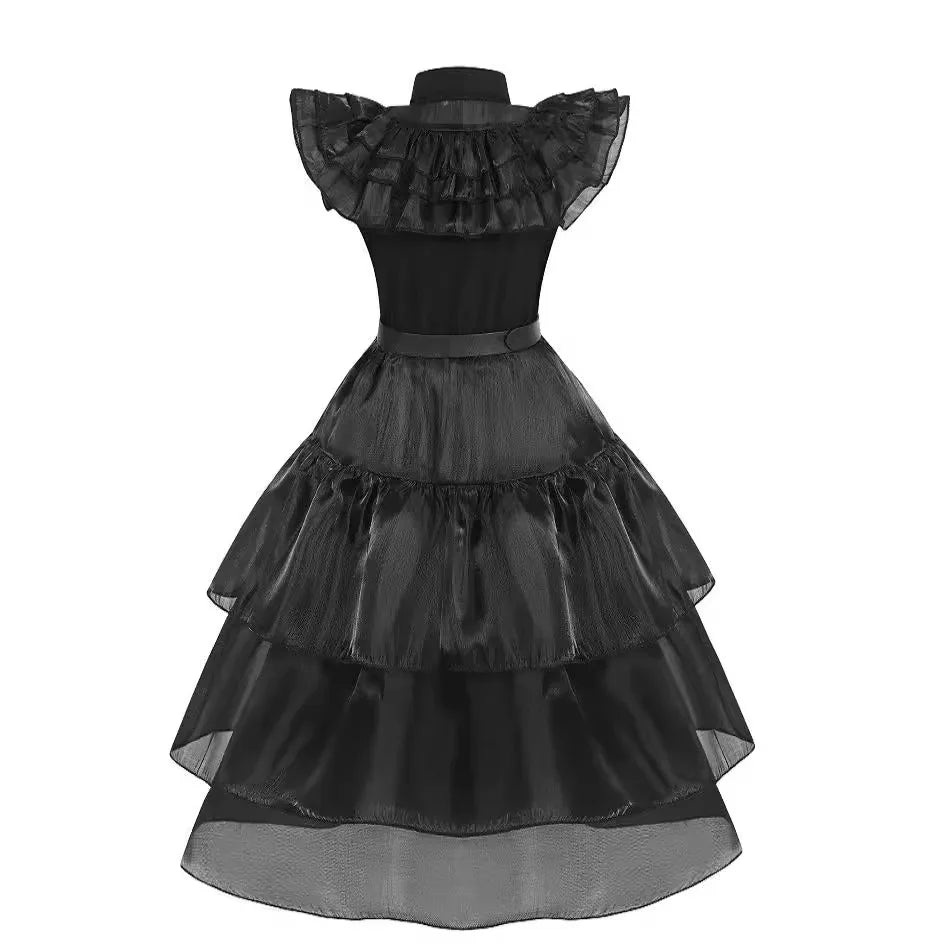 Girls Halloween Cosplay Costume – Black Gothic Fancy Dress Up Outfit (Kids Carnival Costume)