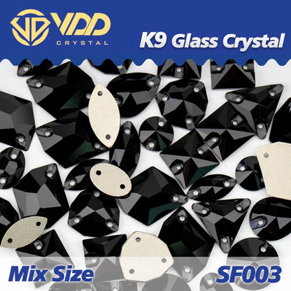 Strass à coudre en cristal K9 AB Mix – Pierres plates en verre AAAAA pour vêtements, robes de mariée et projets de bricolage