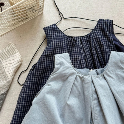 Deer Jonmi 2026 Mono a cuadros de verano para bebé niña – Pelele linterna sin mangas estilo coreano, body informal de ajuste holgado para niños, conjunto de verano cómodo para bebés y niñas
