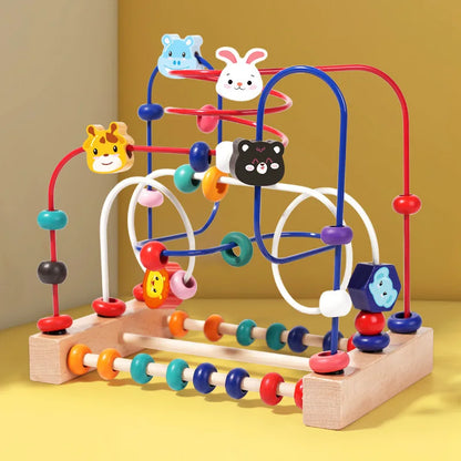 Jouet Montessori en bois de montagnes russes – Labyrinthe de perles pour bébé, boulier d'apprentissage des mathématiques pour les tout-petits de 1 à 3 ans, cadeau de développement éducatif précoce