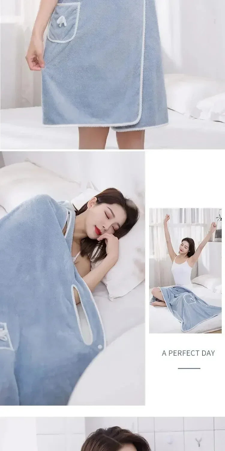 Women’s Wearable Bath Towel 85×140cm – Fast Drying Shower, Beach, Spa & Gym Bathrobe Wrap