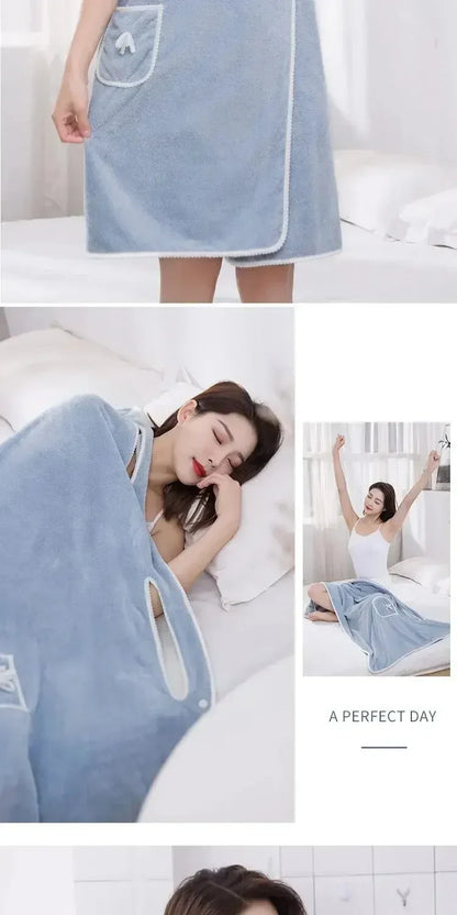Women’s Wearable Bath Towel 85×140cm – Fast Drying Shower, Beach, Spa & Gym Bathrobe Wrap