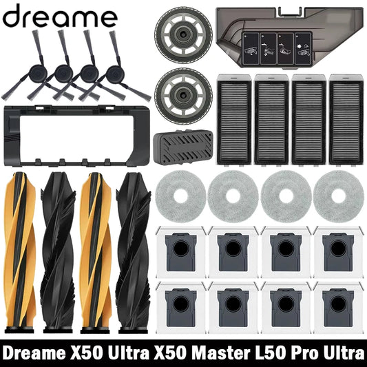 Kit de repuestos para Dreame X50 Ultra, X50 Master, L50 Pro Ultra, L40s Pro Ultra y MOVA V50 Ultra – Cepillo principal, filtro HEPA, paños de fregado y bolsas para polvo