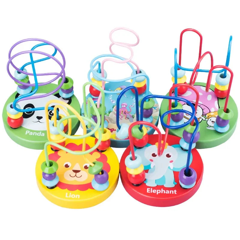 Jouet Montessori en bois de montagnes russes – Labyrinthe de perles pour bébé, boulier d'apprentissage des mathématiques pour les tout-petits de 1 à 3 ans, cadeau de développement éducatif précoce