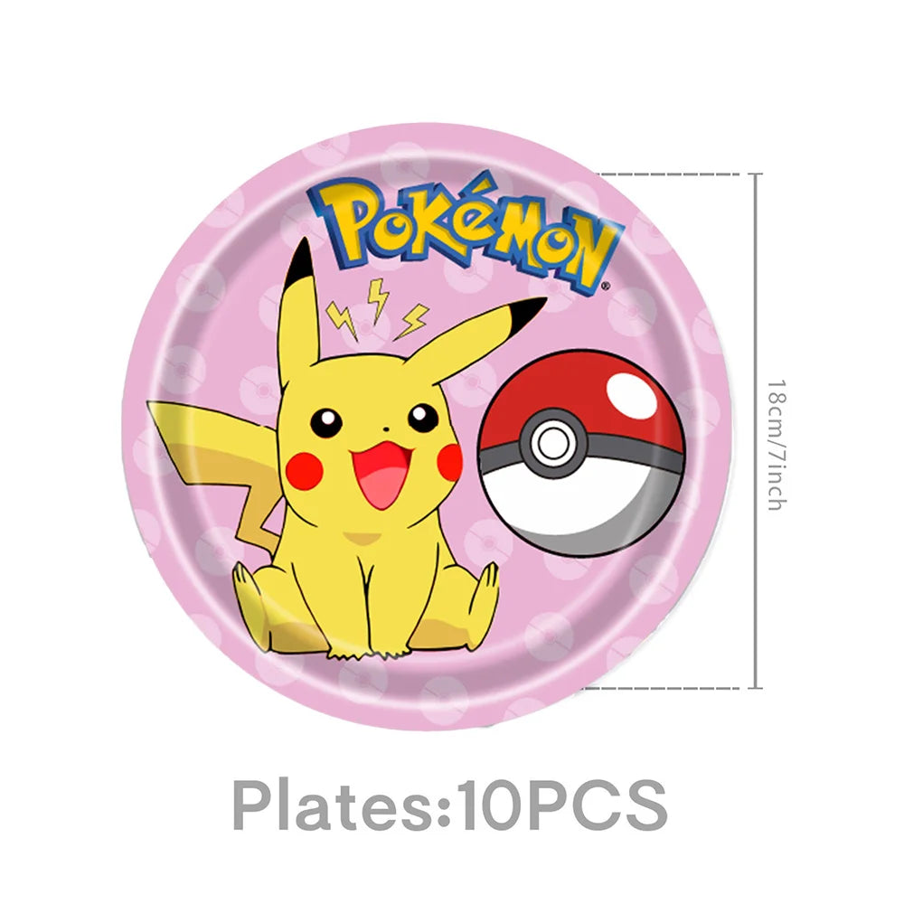 Pokémon Birthday Party Supplies Set – Paper Plates, Cups, Napkins, Tablecloth, Gift Bag Fillers & Guest Favors for Pikachu Party & Baby Shower