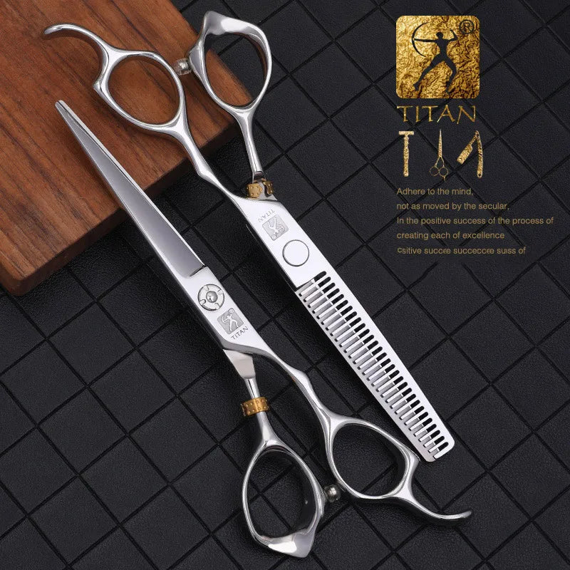 TITAN Professional Barber Scissors – Japan 440C Steel Hair Cutting & Thinning Shears | 5.0/5.5/6.0/6.5 Inch Hairdressing Tools