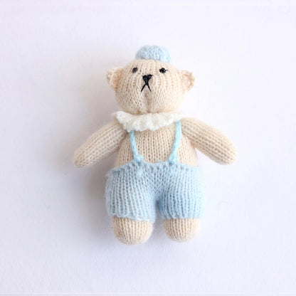 Accessoire Photo Ours en Peluche Tricoté Fait Main – Adorable Poupée Animal en Mohair au Crochet pour Séances Photo de Nouveaux-Nés & Stylisme Studio