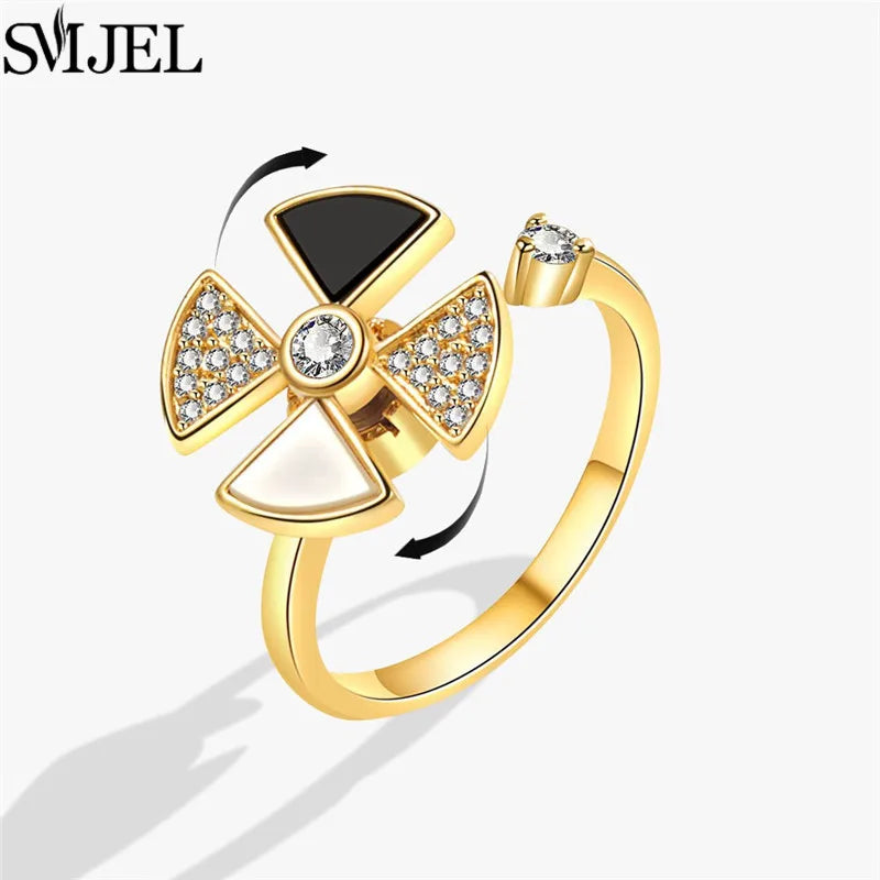 Cherry Blossom Rotating Fidget Spinner Ring – Cute Cat, Bee, Bunny & Butterfly Anti-Anxiety Ring for Women | Adjustable Stress Relief Jewelry