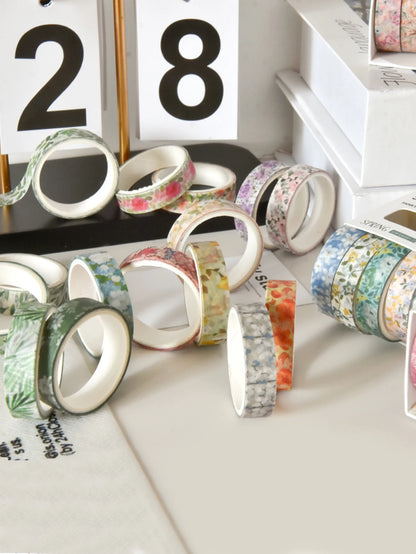 5 Rolls Romantic Flower Washi Tape Set – Cute Floral Decorative Tape for Journaling, Scrapbooking, Diary & Student DIY Crafts