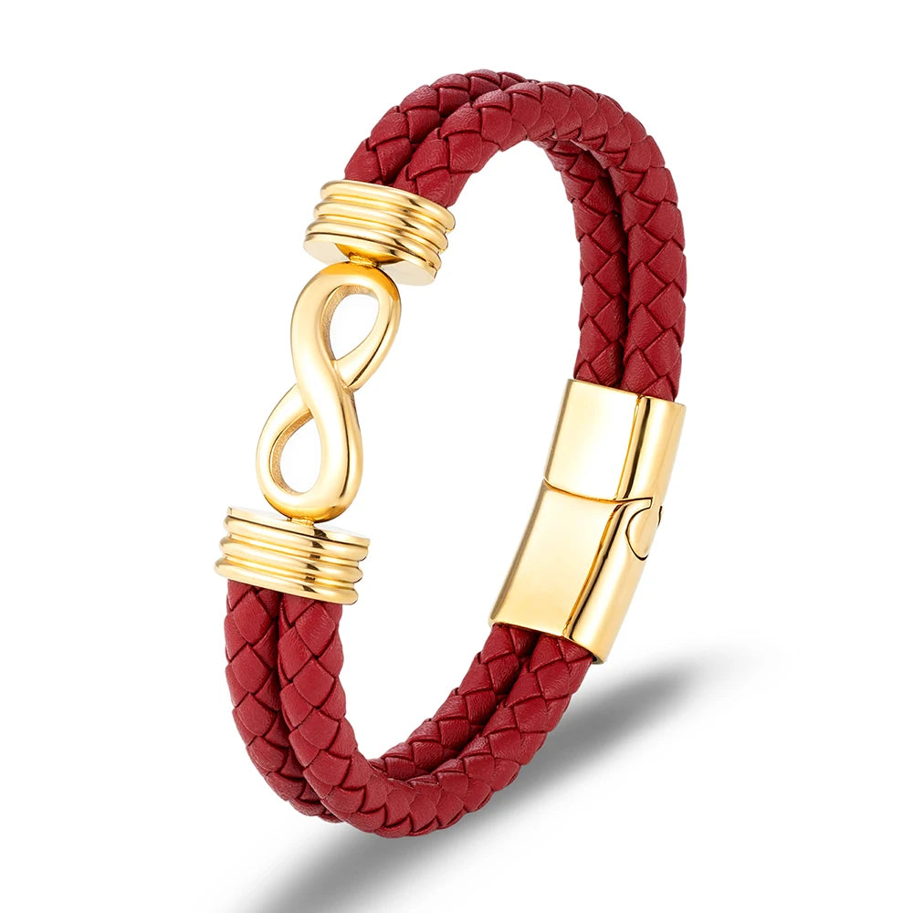 Inspirational Infinity Number 8 Leather Bracelet for Men – Motivational Cuff Bangle, Anniversary & Father’s Day Gift