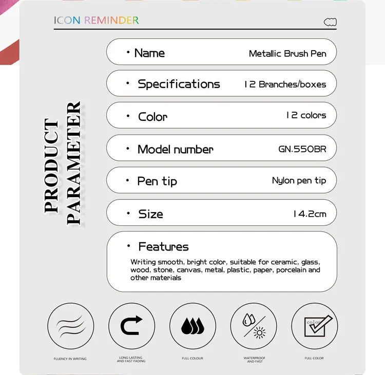 12 Colors Metallic Marker Pens – Shimmer Paint Markers for Black Paper, Glass, Rock Painting, DIY Crafts, Scrapbooking & Student Art Supplies