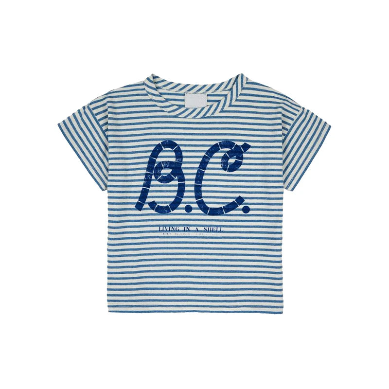 Camiseta de algodón con dibujos animados para niños 2025 – Top de manga corta estilo coreano de primavera-verano para bebés niños y niñas, ropa exterior informal para uso diario.
