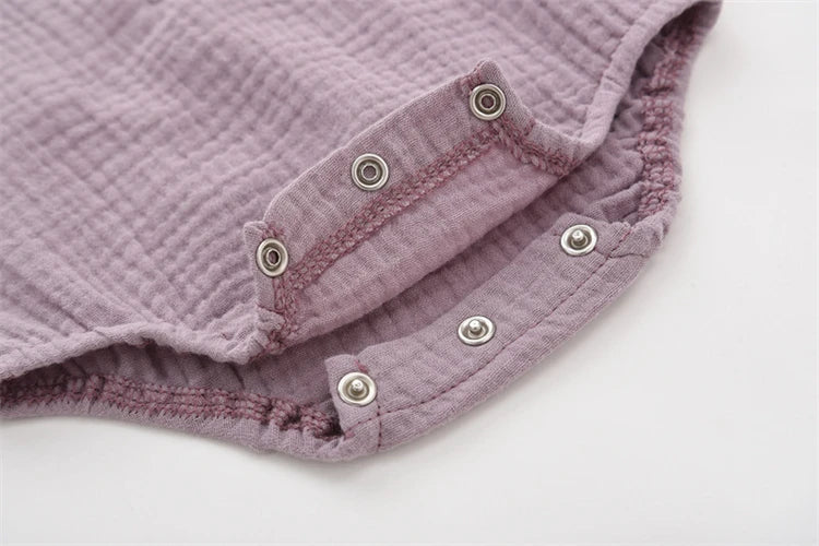 Mameluco de verano 100% algodón y lino para recién nacidos – Bodysuit sin mangas suave y transpirable para bebés y niñas