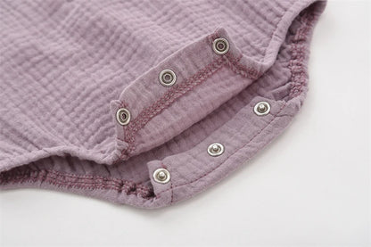 Mameluco de verano 100% algodón y lino para recién nacidos – Bodysuit sin mangas suave y transpirable para bebés y niñas