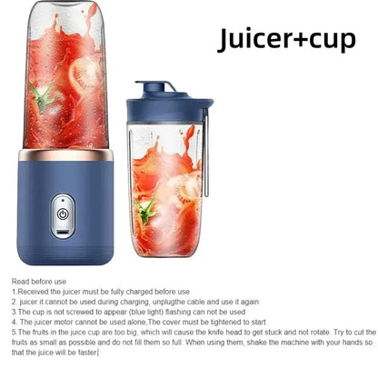 400ml Portable USB Blender – Rechargeable Travel Juicer Cup & Mini Electric Smoothie Mixer for Milkshakes and Kitchen Use