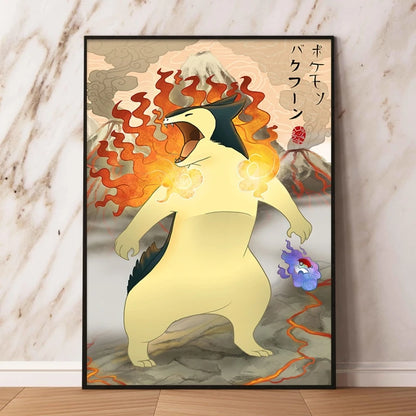 Décoration Murale sur Toile Pokémon Gyarados – Affiche Anime Classique Peinture pour la Décoration Moderne de la Maison et du Salon