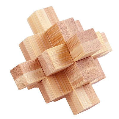 Wooden Burr Puzzle Lock – 3D Brain Teaser IQ Game, Luban Kongming Lock Interlocking Puzzle Toy, Mind Logic Challenge & Montessori Educational Toy