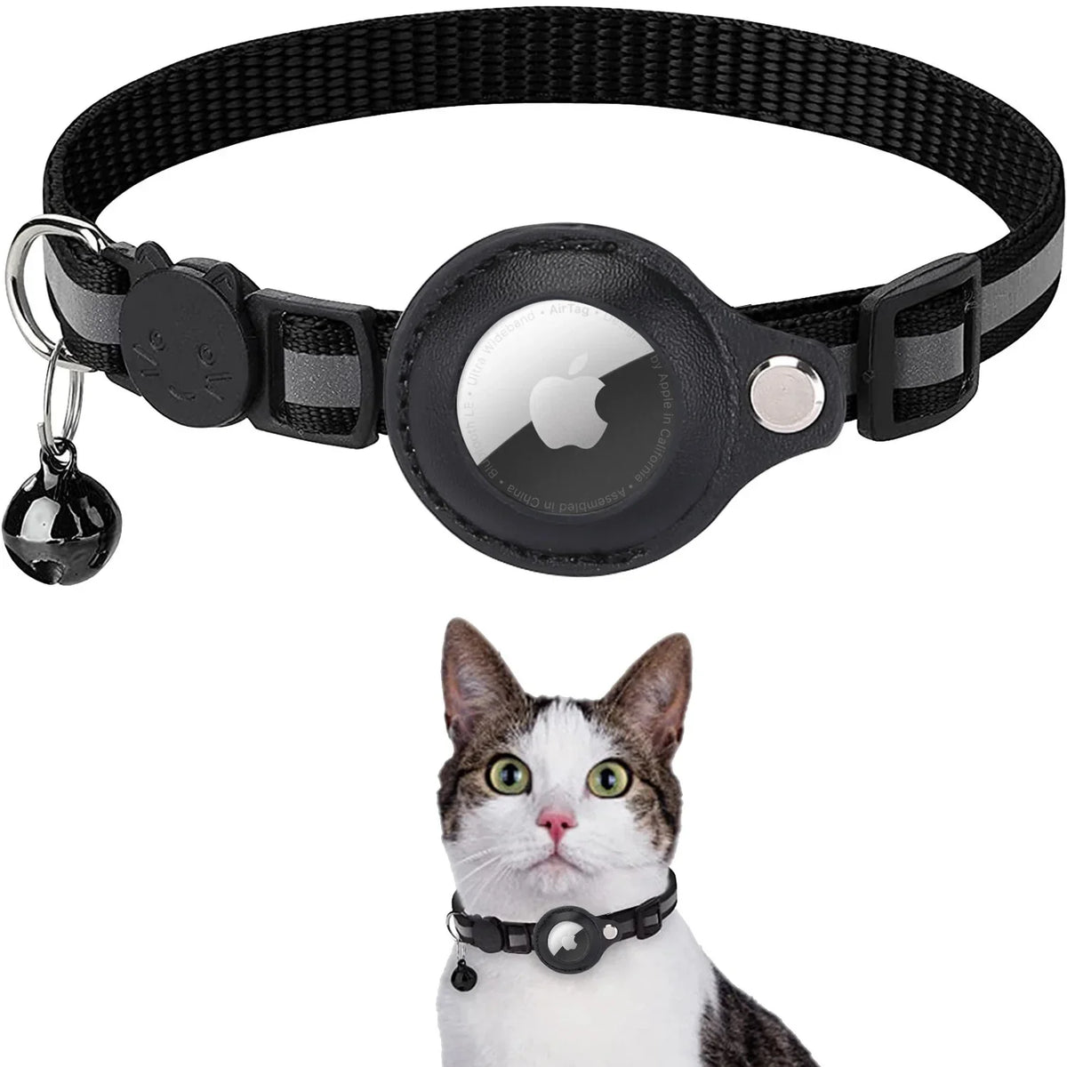 AirTag Pet Collar Case – Protective Tracker Holder with Reflective Collar & Bell for Cats and Small Dogs