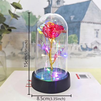 Eternal Rose LED Light in Glass Dome – Romantic Valentine’s Day Gift for Girlfriend | Forever Flower Decoration for Wedding, Mother’s Day & Bridesmaid Gifts