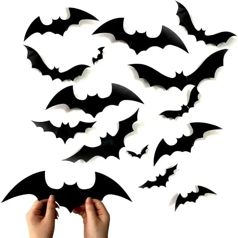3D Halloween Bat Wall Stickers – Purple LED Night Light or Non-Lit Bat Decorations for Halloween Parties, Spooky Walls & Festive Decor