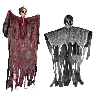 1PC 90CM Halloween Hanging Skeleton Ghost Decoration – Scary Indoor & Outdoor Prop for Parties, Bars, Haunted Houses & Graveyard Decor