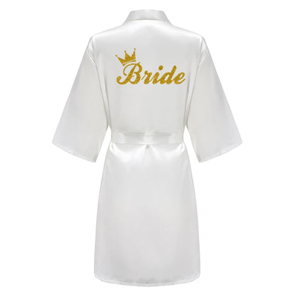 Rose Gold Satin Bridesmaid Robe – Team Bride Wedding Bathrobe for Women | Bridal Party Kimono Gown for Maid of Honor & Mother Gift