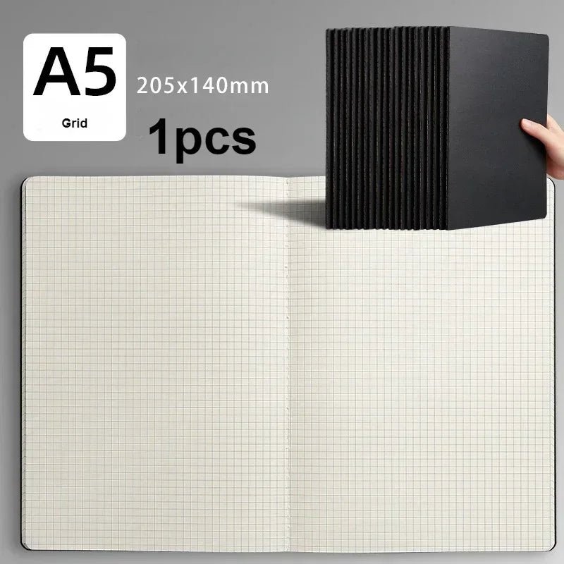 A5 Kraft Cover Notebook – Vintage Blank, Grid & Lined Journal for School & Office