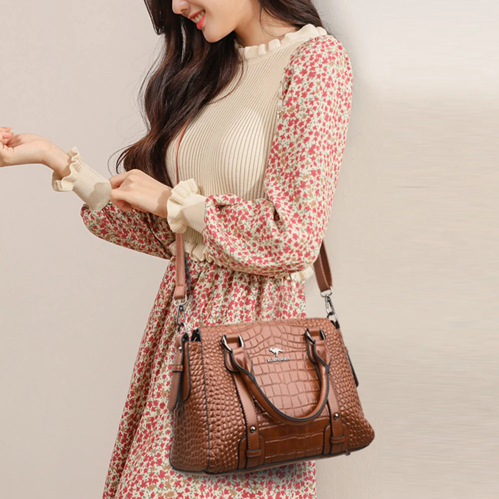 Luxury Soft Leather Women's Shoulder Crossbody Bag Large Capacity Designer Style Handbag