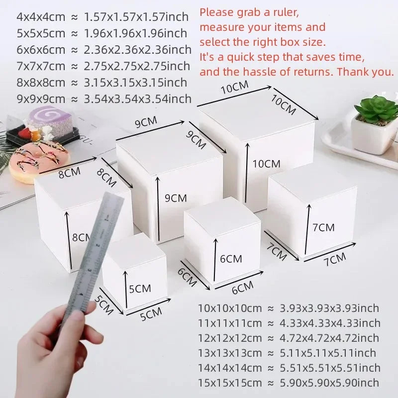 20/50PCS Cajas de Regalo Kraft – Cajas Plegables de Cartón Blancas y Negras para Recuerdos de Bodas, Caramelos y Empaques