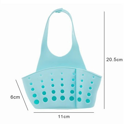 Adjustable Kitchen Sink Drain Basket Sponge & Soap Holder Hanging Sink Organizer
