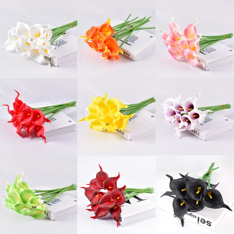 5/10/15/20pcs Real Touch Calla Lily Artificial Flowers – Realistic Faux Calla Lily Bouquet for Wedding Bridal Arrangements, Home Décor & Floral Decoration