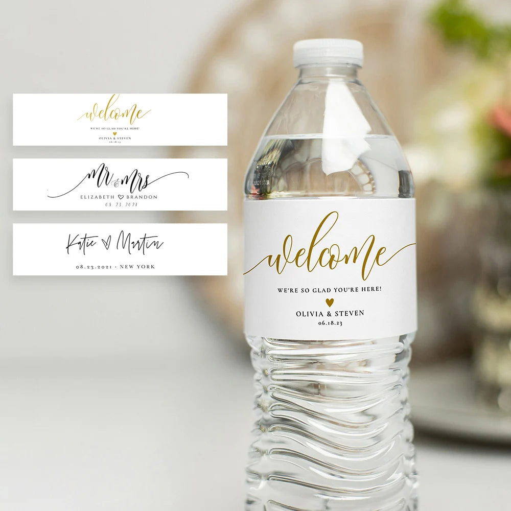 Personalized Wedding Water Bottle Labels – Custom Thank You Stickers for Bridal Shower, Birthday Party & Wedding Welcome Gifts | Event Decor