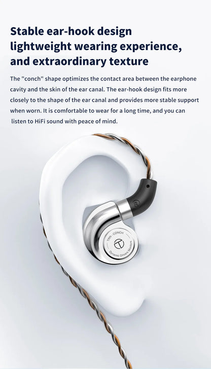 Écouteurs intra-auriculaires TRN Conch HiFi – IEM à transducteur dynamique DLC Diamond avec embouts de réglage interchangeables pour le jeu, la musique et les appareils Xiaomi