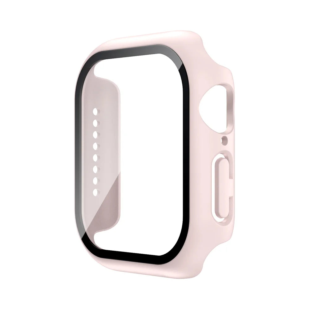 Funda con protector de pantalla de cristal templado para Apple Watch Series 10, 9, 8, 7, 6, SE y 5 (38 mm-46 mm) – Cubierta protectora completa 2 en 1