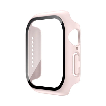 Funda con protector de pantalla de cristal templado para Apple Watch Series 10, 9, 8, 7, 6, SE y 5 (38 mm-46 mm) – Cubierta protectora completa 2 en 1