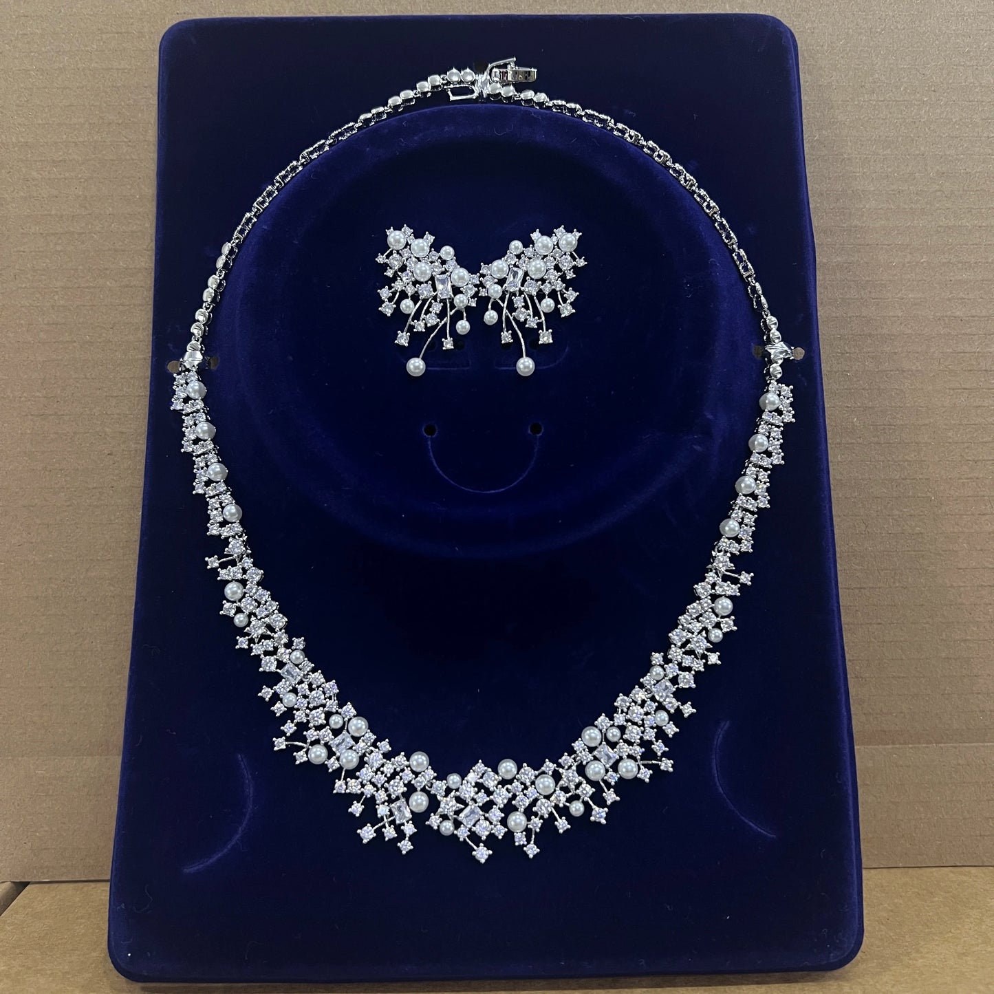 ASNORA Bridal Pearl Choker Necklace Set for Women Cubic Zirconia Stone Wedding Jewelry Costume Fashion X0620