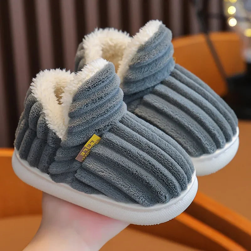 Winter Cotton Slippers for Men, Women & Kids Warm Plush Non-Slip Soft Sole House Shoes