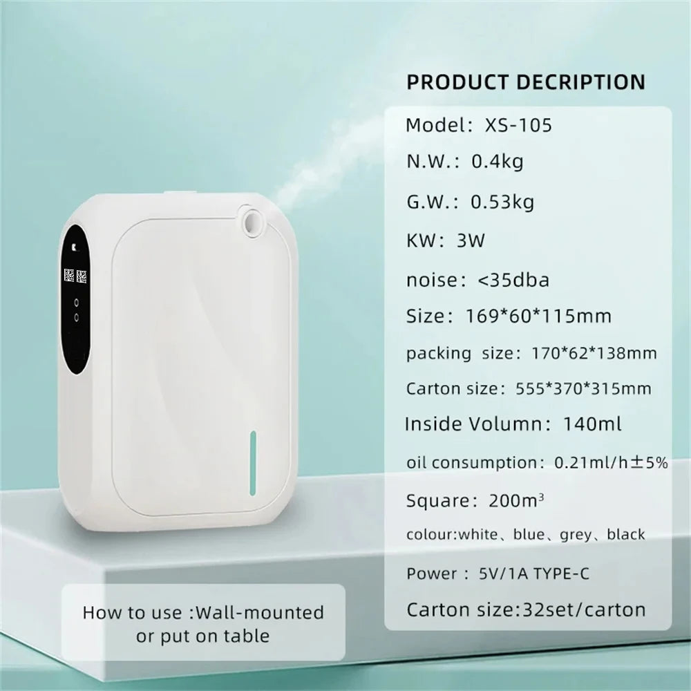 Diffuseur d'arômes – Machine à parfum couvrant 200 m³, diffuseur de parfum intelligent avec contrôle via application Bluetooth, distributeur d'huiles essentielles pour la maison, le bureau et la purification de l'air intérieur