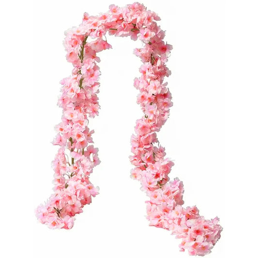 Guirnalda Artificial de Flores de Cerezo Sakura de 180 cm – Guirnalda Realista de Imitación de Flor de Cerezo para Arcos de Boda, Decoración de Jardín, Decoraciones de Fiesta, Navidad y Proyectos Florales de Bricolaje
