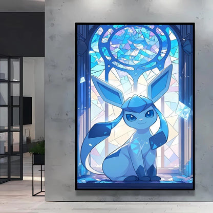 Pokémon Bulbasaur & Pikachu Canvas Wall Art – Bright Garden Themed Cartoon Home Living Room Decor