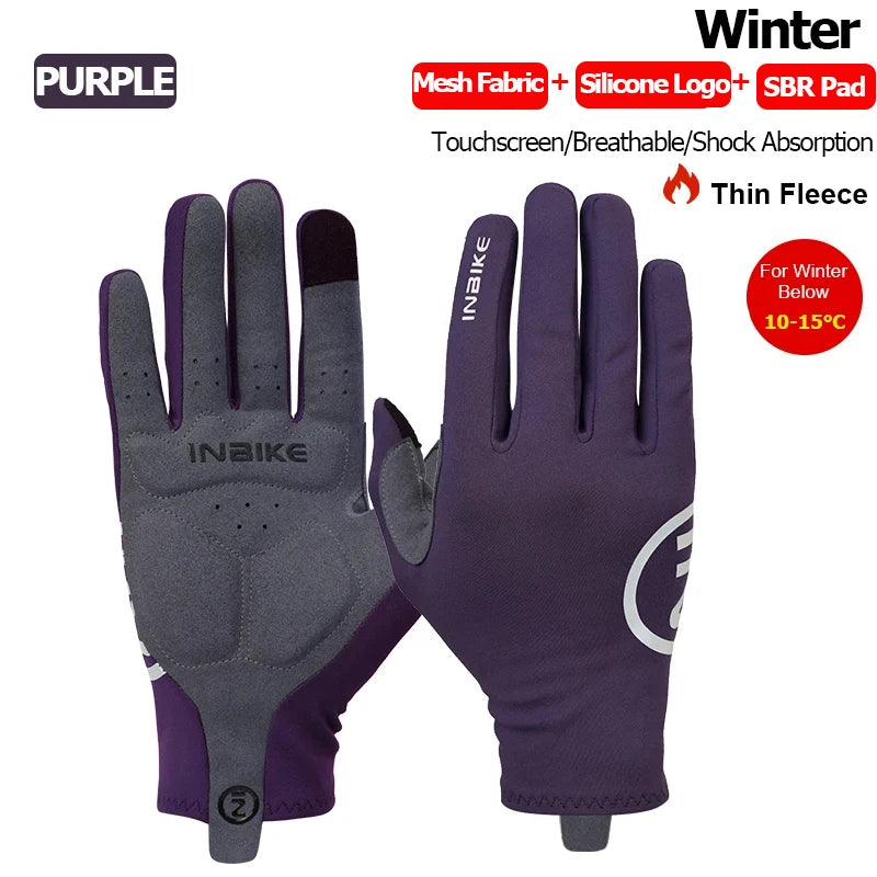 Guantes de ciclismo INBIKE 2024 – Guantes de bici de forro polar con dedos completos y acolchado de gel para hombre, accesorios de invierno con pantalla táctil para ciclismo de carretera y MTB