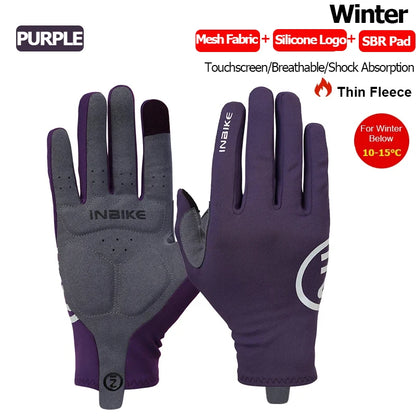 Guantes de ciclismo INBIKE 2024 – Guantes de bici de forro polar con dedos completos y acolchado de gel para hombre, accesorios de invierno con pantalla táctil para ciclismo de carretera y MTB