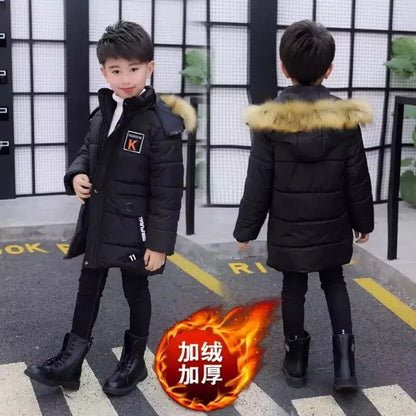 2026 Kids Winter Jacket, Thick Cotton-Padded Hooded Coat for Toddler Boys and Teens, Warm Down-Style Parka for Children