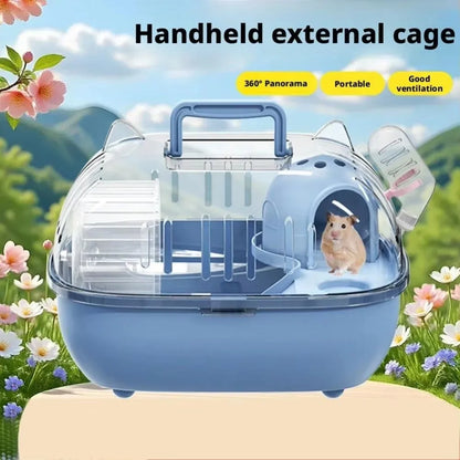 Transparent Hamster Carrier Box – Large Space Ventilated Travel Cage with Escape-Proof Design, Handheld Small Animal Habitat