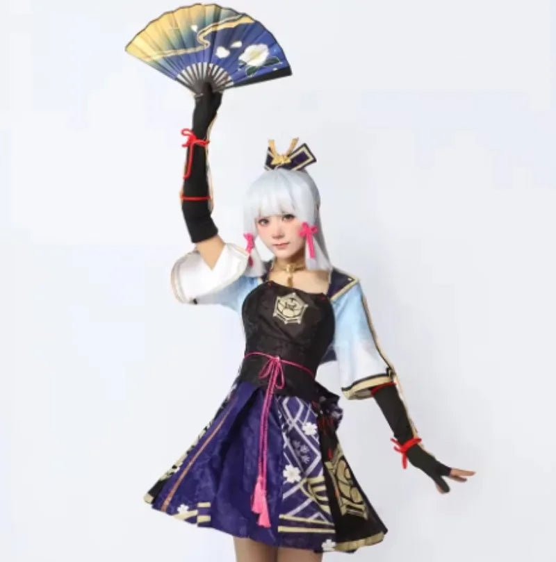 Kamisato Ayaka Cosplay Costume – Genshin Impact Dress with Wig (Women’s Full Fan Set)