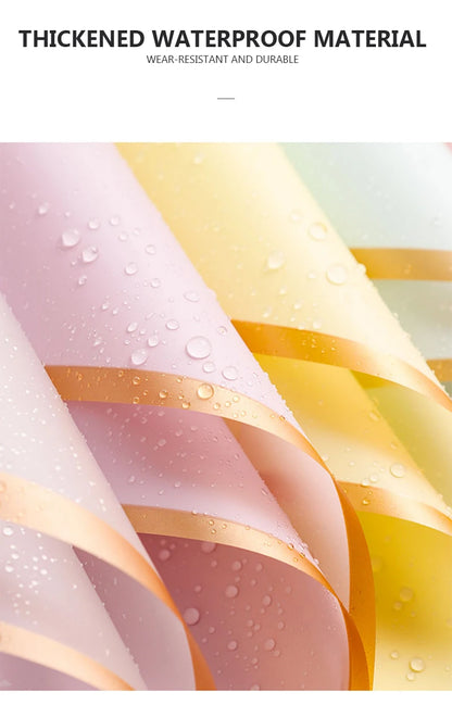 10 hojas de papel de envolver flores impermeable con bordes dorados para ramos, bodas, regalos y arreglos florales de bricolaje
