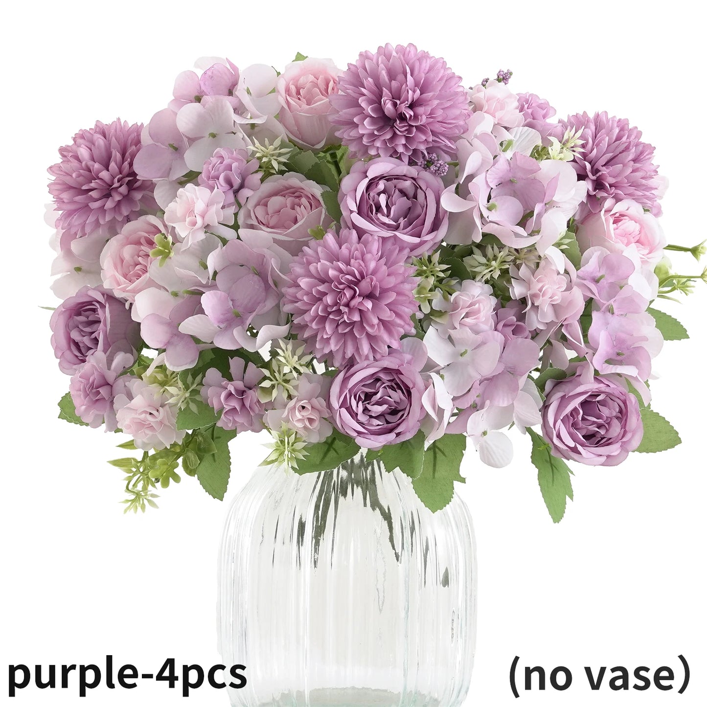 Ramo de flores artificiales realista – Arreglo floral sintético de peonía, crisantemo e hortensia con tallos, decoración reutilizable para el hogar, decoración para bodas y accesorios de fotografía