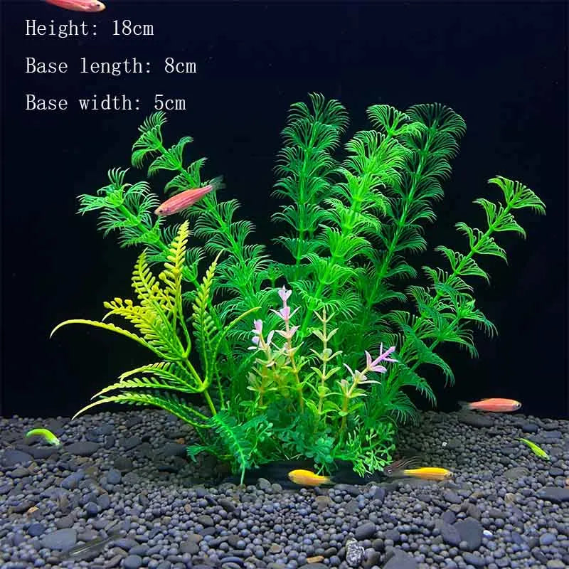 Artificial Underwater Aquarium Plants – Plastic Aquatic Fake Shrubs & Green Water Grass for Fish Tank Landscaping, Realistic Simulated Decor