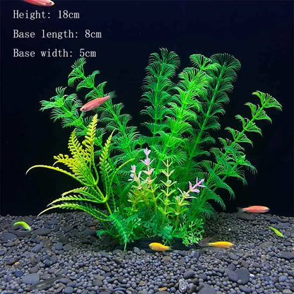 Artificial Underwater Aquarium Plants – Plastic Aquatic Fake Shrubs & Green Water Grass for Fish Tank Landscaping, Realistic Simulated Decor